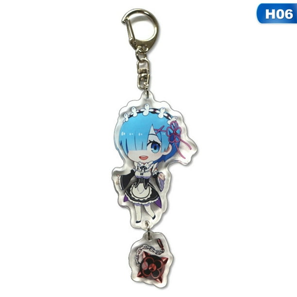 Rem /& Ram Re Zero Rem acrylic Keychain Key Ring Two faces Bag Keyring